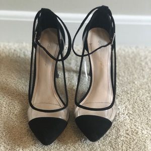Bcbgeneration black and clear toe heels size 8